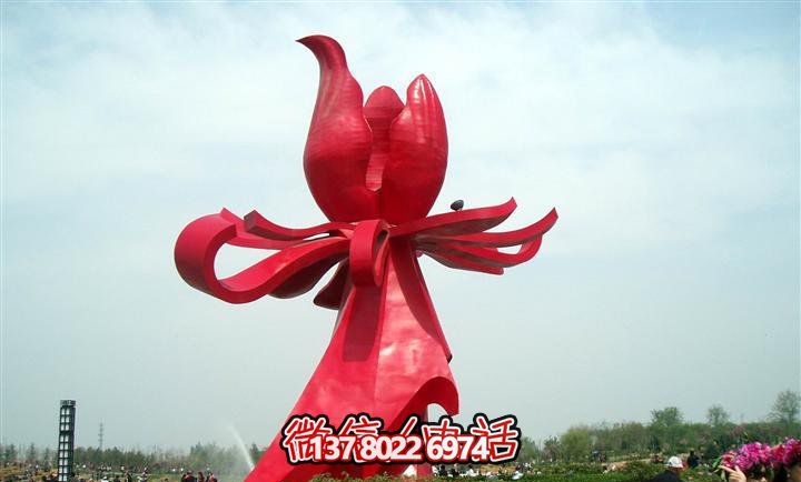 大型紅色不銹鋼雕塑紫荊花，給你的廣場(chǎng)帶來美景