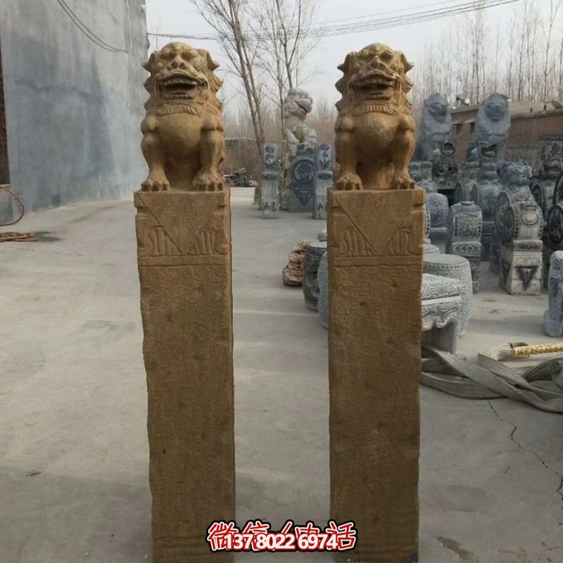 砂巖拴馬柱擺件，為你的寺廟門口增添優(yōu)雅氣息