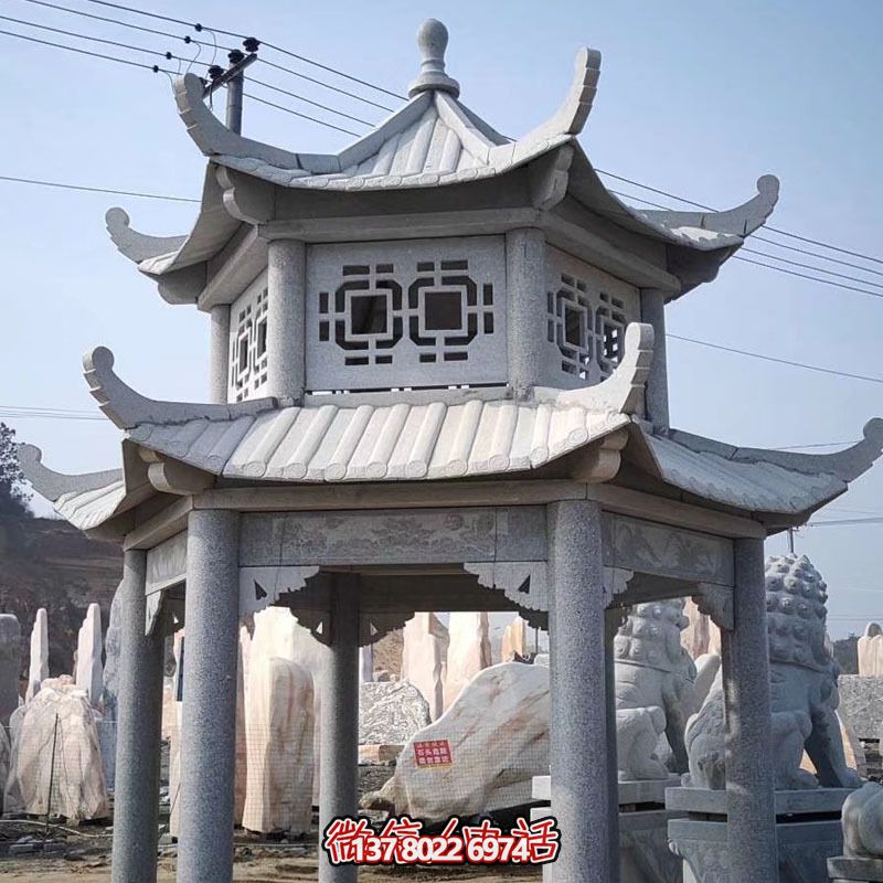 雙層仿古建涼亭，裝點花園、廣場，增添雕塑藝術(shù)氣息