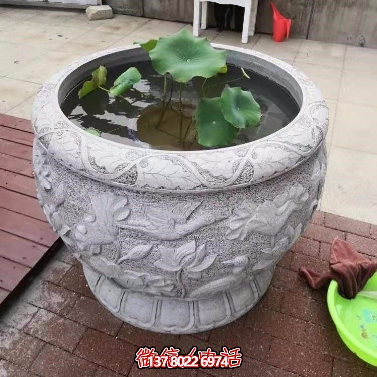 精美絕倫，濃濃古典風(fēng)情歐式別墅大理石浮雕魚缸擺件