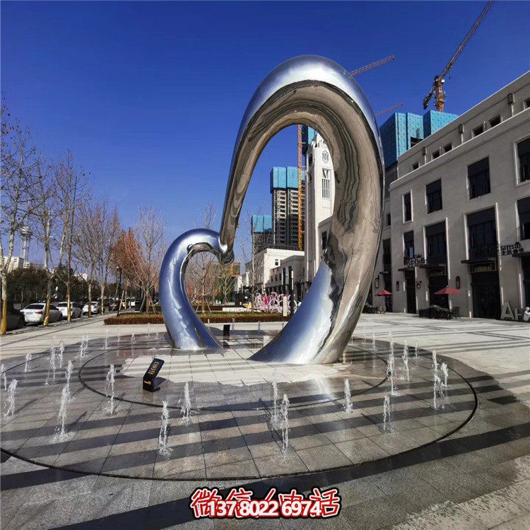 不銹鋼圓形雕塑精致工藝，拋光鏡面，抽象藝術(shù)