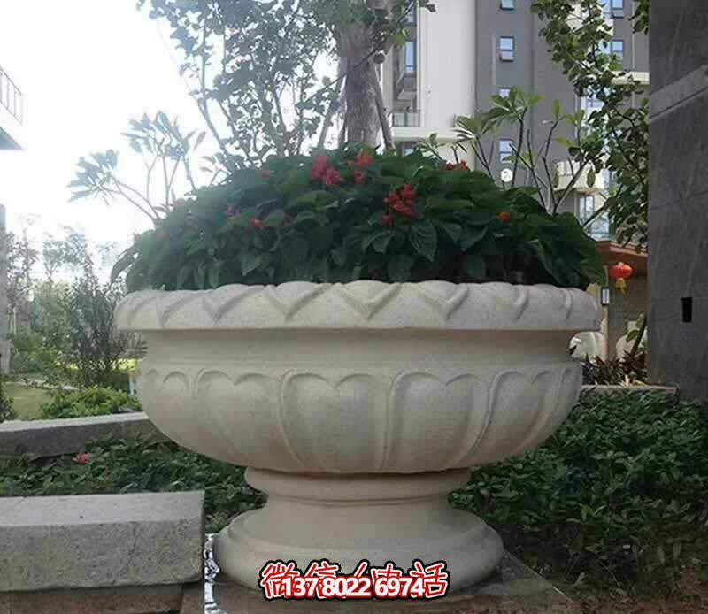 精美巨型大理石石雕花盆雕塑，讓你的別墅街道更加精彩