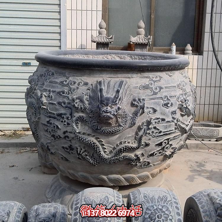 石雕仿古舊圓形裝飾缸，精美外觀，多功能應(yīng)用
