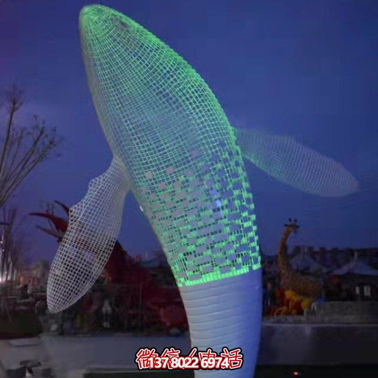 不銹鋼鯨魚(yú)雕塑景觀，營(yíng)造完美空間氛圍
