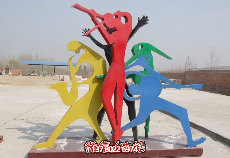 彩色不銹鋼抽象人物樂(lè)隊(duì)雕塑 彩色不銹鋼抽象人物樂(lè)隊(duì)雕塑