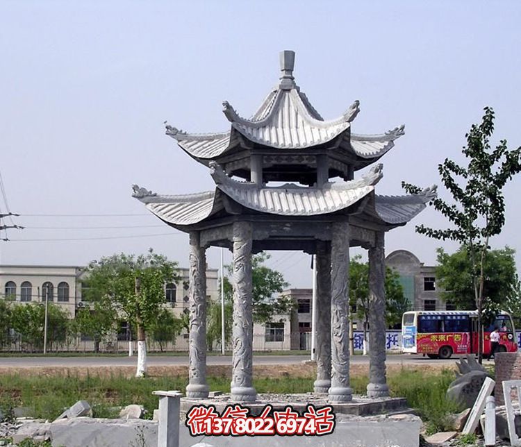 精美古建筑雕塑雙層涼亭，為公園廣場(chǎng)注入古典風(fēng)情