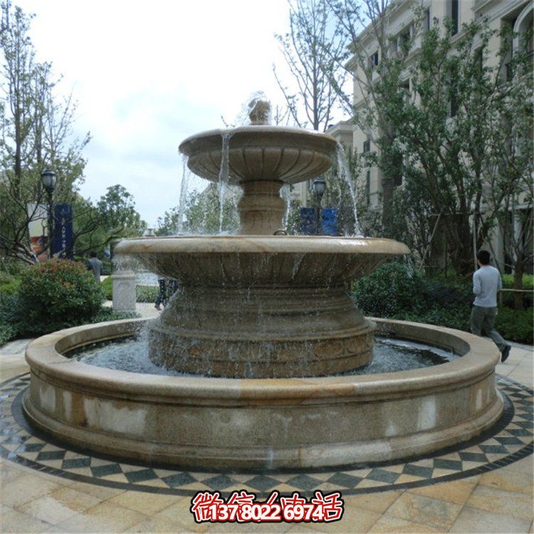 歐式雙層大理石流水噴泉，為小區(qū)增添高貴氣質(zhì)