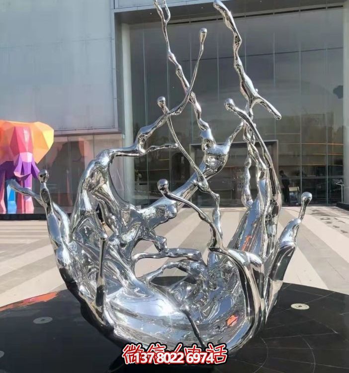 不銹鋼抽象海浪噴泉水景雕塑，開啟精致戶外新景觀