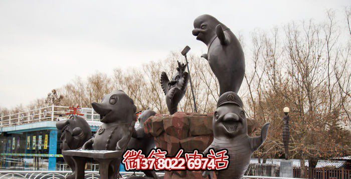不銹鋼海豚雕塑，個性創(chuàng)意花園裝飾