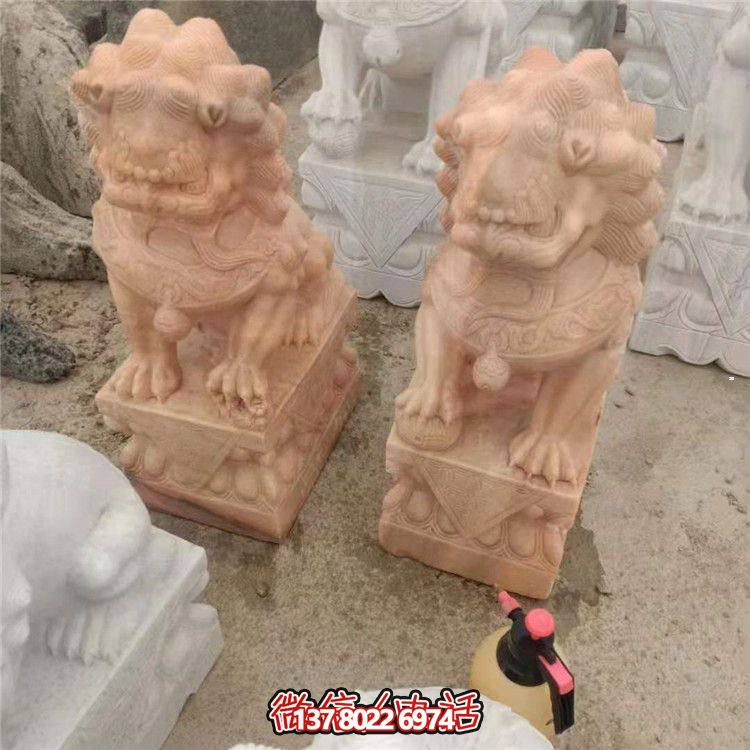 獅子雕塑，紅晚霞染大理石庭院戶(hù)外裝飾
