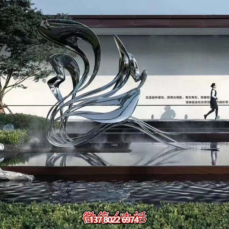 大型不銹鋼抽象雕塑，現(xiàn)代水景景觀創(chuàng)意裝飾