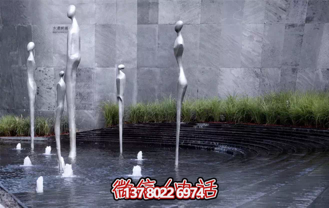 不銹鋼抽象噴泉雕塑，景觀創(chuàng)意裝置