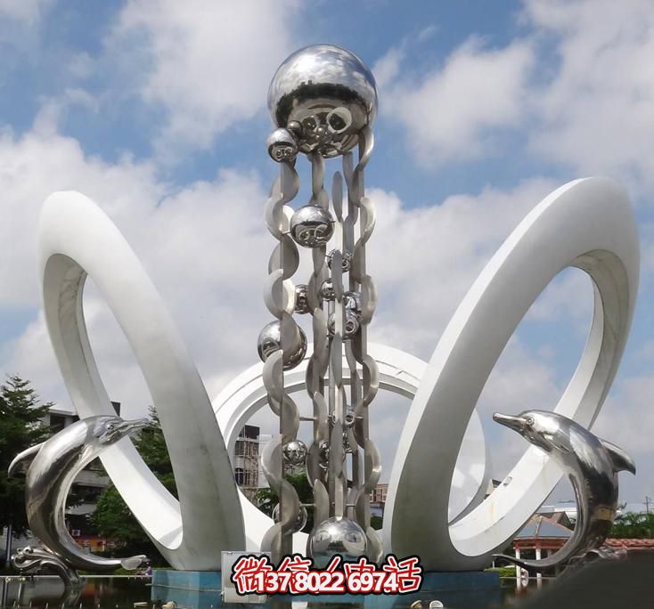 海豚個性不銹鋼雕塑，大型廣場裝飾裝置