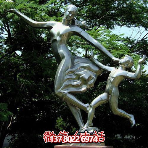 室外不銹鋼抽象母子擺件園林景觀(guān)裝飾