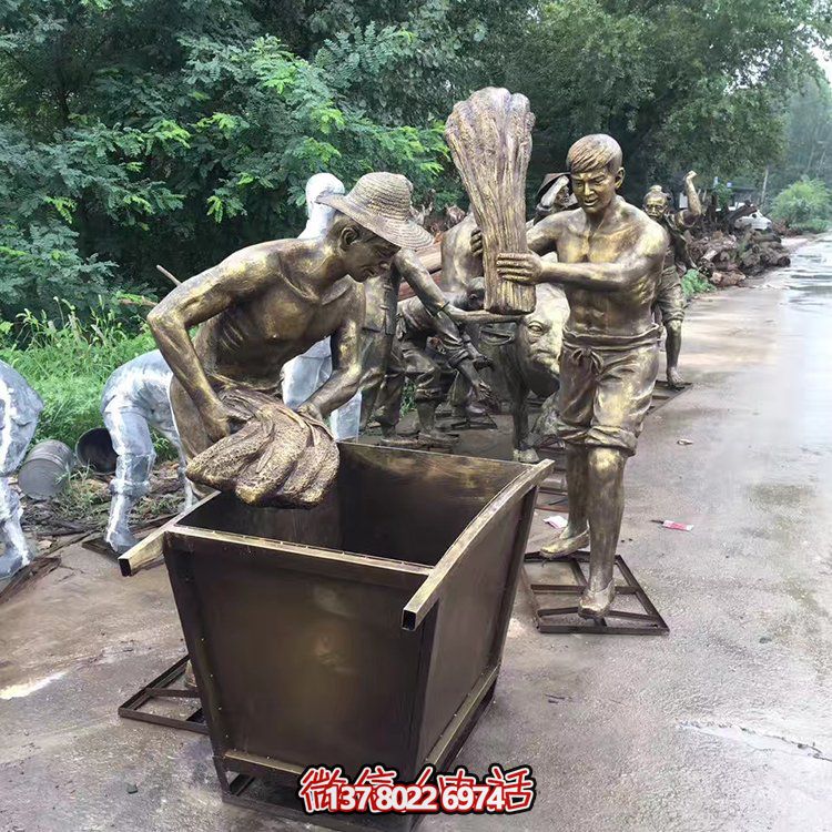 中國(guó)民俗——打麥子、勞動(dòng)、人物雕塑