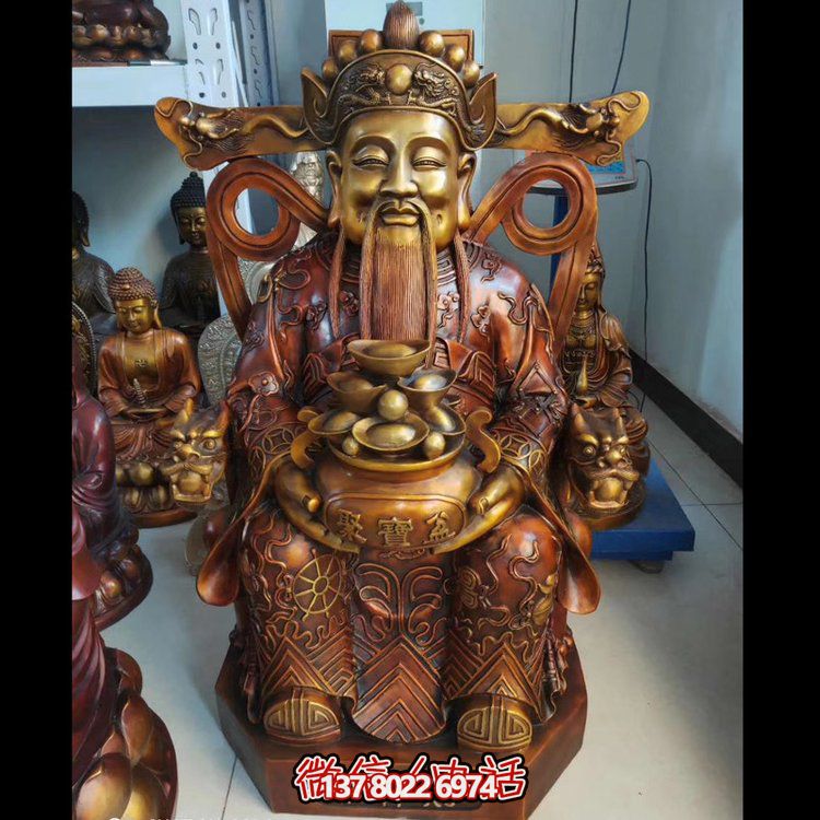 家用純銅鍛造財神爺?shù)袼堋斣礉L滾，祝福財運永久