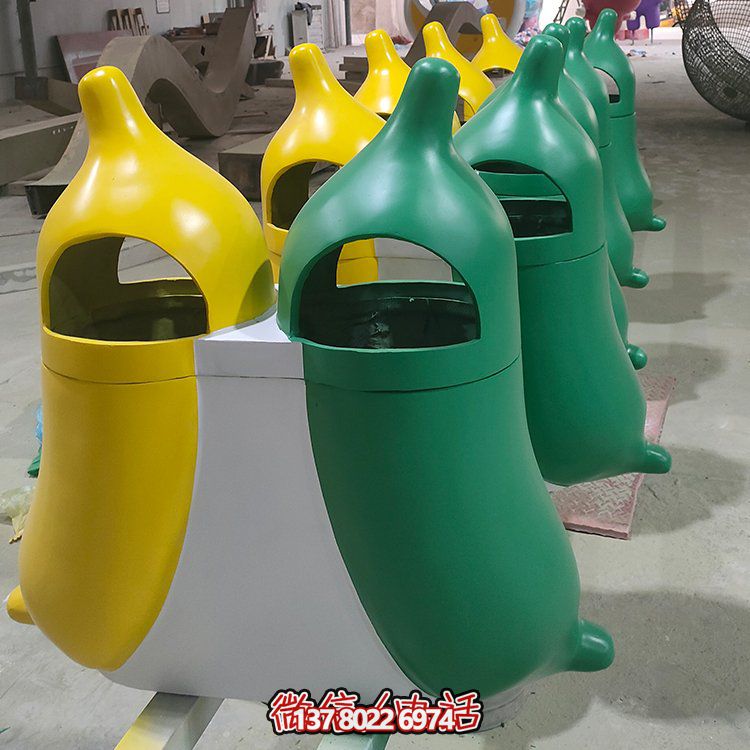 創(chuàng)意玻璃鋼垃圾桶，家庭園林裝飾擺件