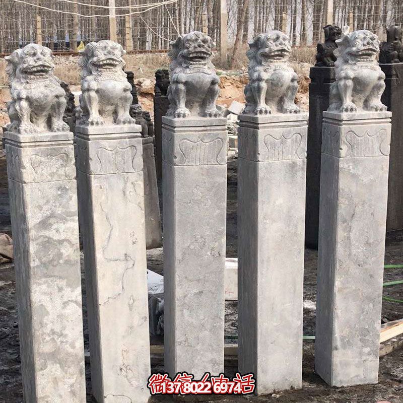 精美大理石獅子拴馬柱，點(diǎn)綴庭院園林