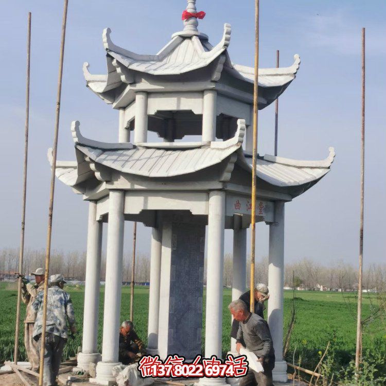 雙層大理石石雕涼亭，點(diǎn)綴家園，打造美麗園林景觀