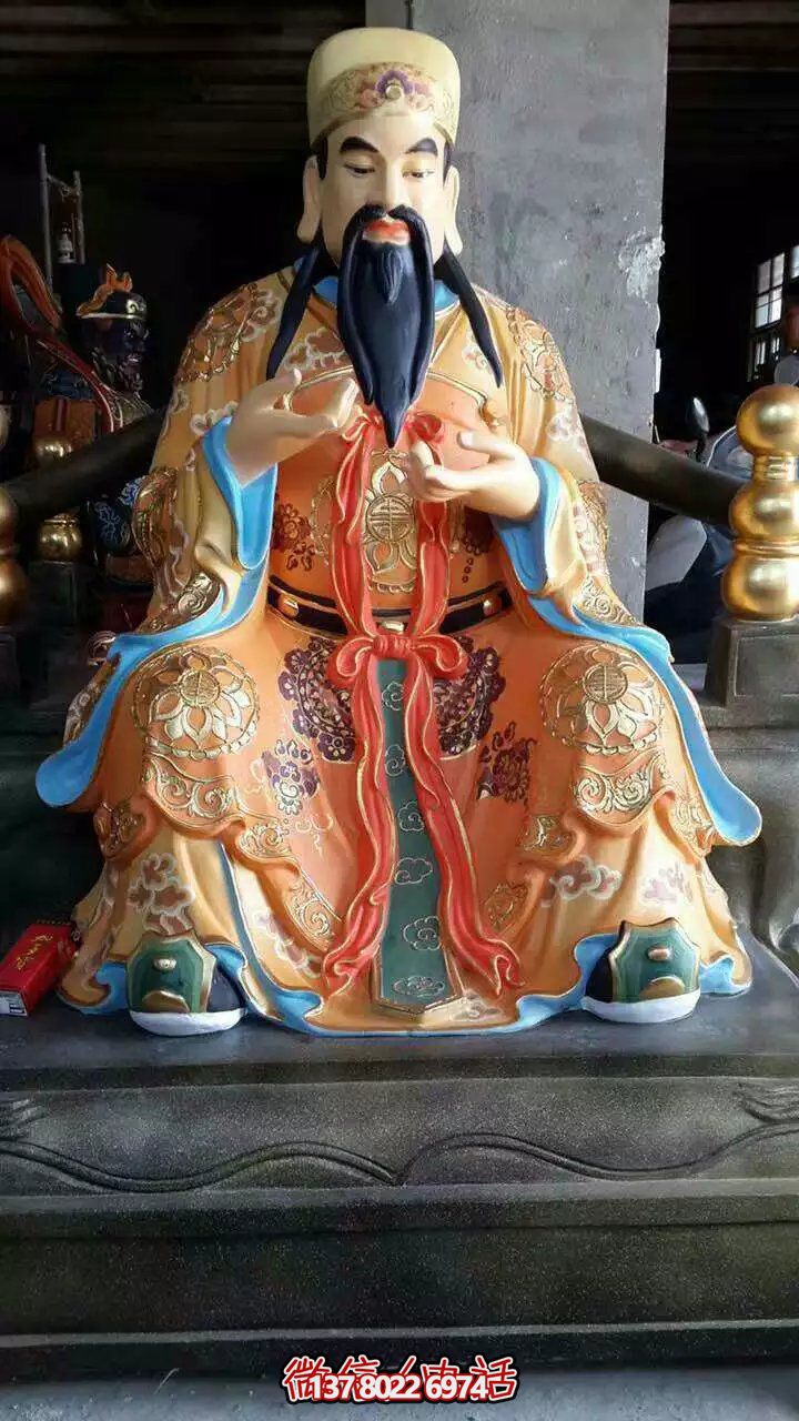 精美供奉財神雕塑，玻璃鋼彩繪絢麗奪目