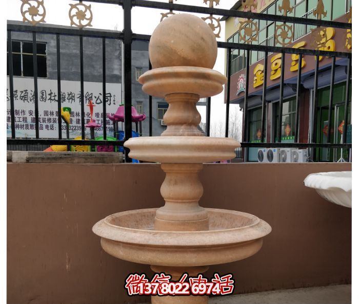 自然之美，多層風水球石雕晚霞紅別墅
