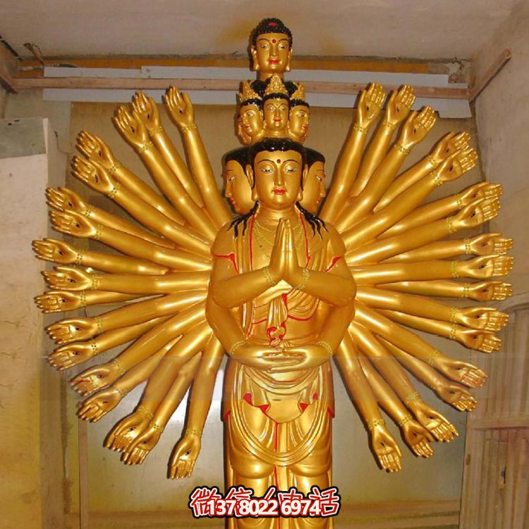 鎏金千手觀音大型雕塑，精美絕倫，醉人心魄