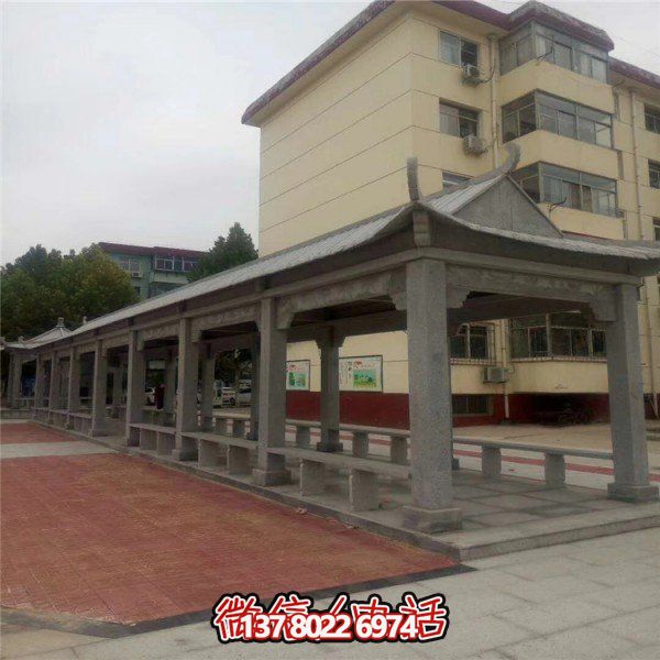 仿古建筑石雕長廊亭子，打造文化小區(qū)廣場雕塑