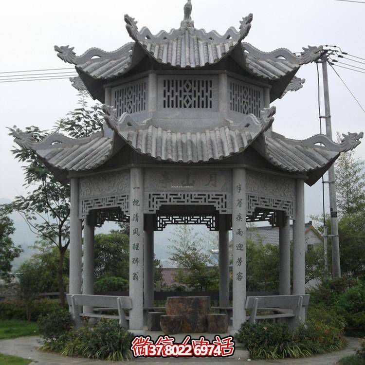 仿古青石涼亭，美觀大方，雕塑精美