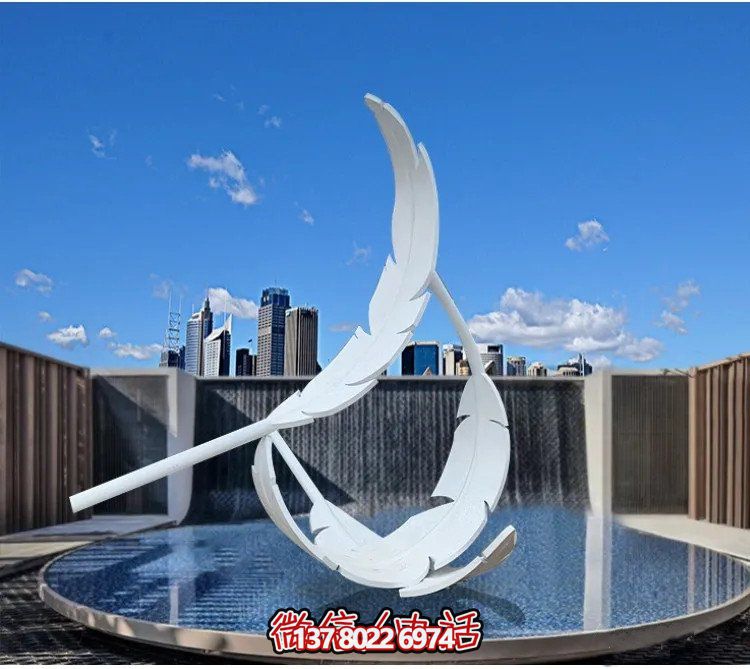 大型不銹鋼鏡面羽毛雕塑，創(chuàng)意園林景觀裝置