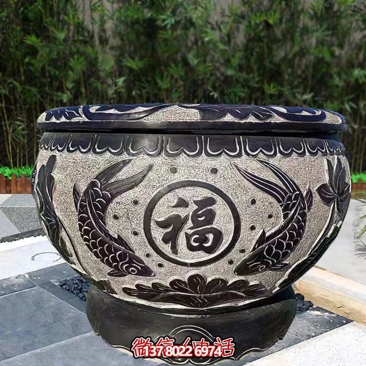 精美青石石雕缸，打造現(xiàn)代園林景觀