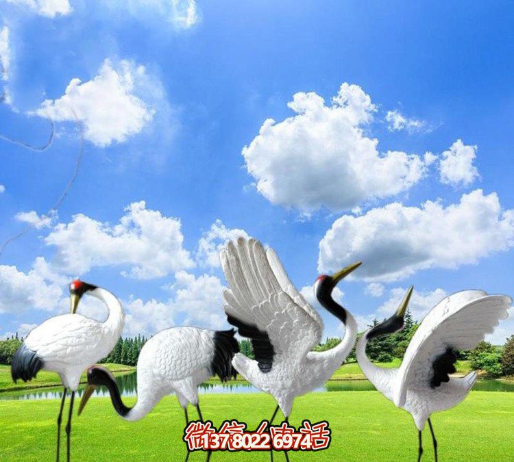 仙鶴彩繪玻璃雕塑，一次欣賞美麗風(fēng)景