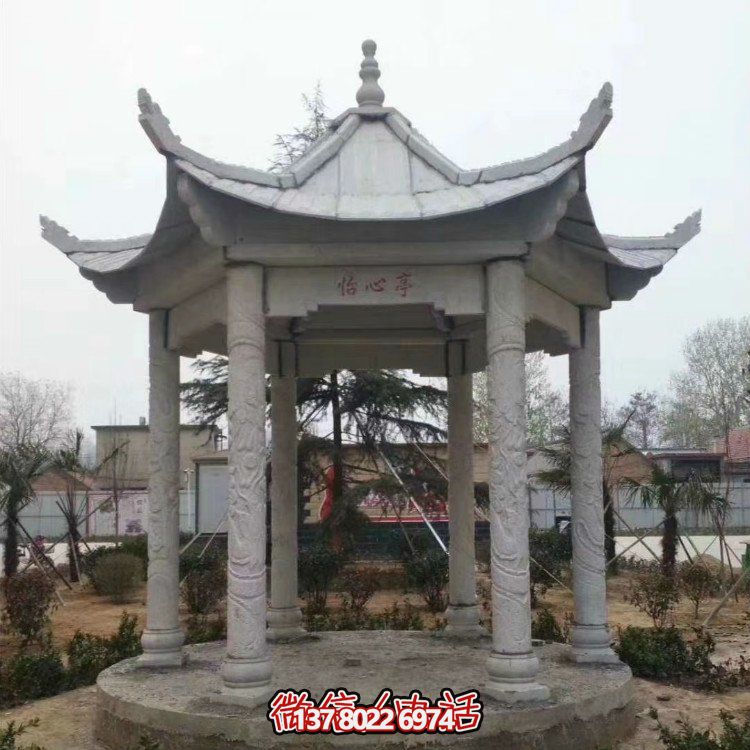 青石仿古石雕涼亭，營(yíng)造寧?kù)o田園風(fēng)情