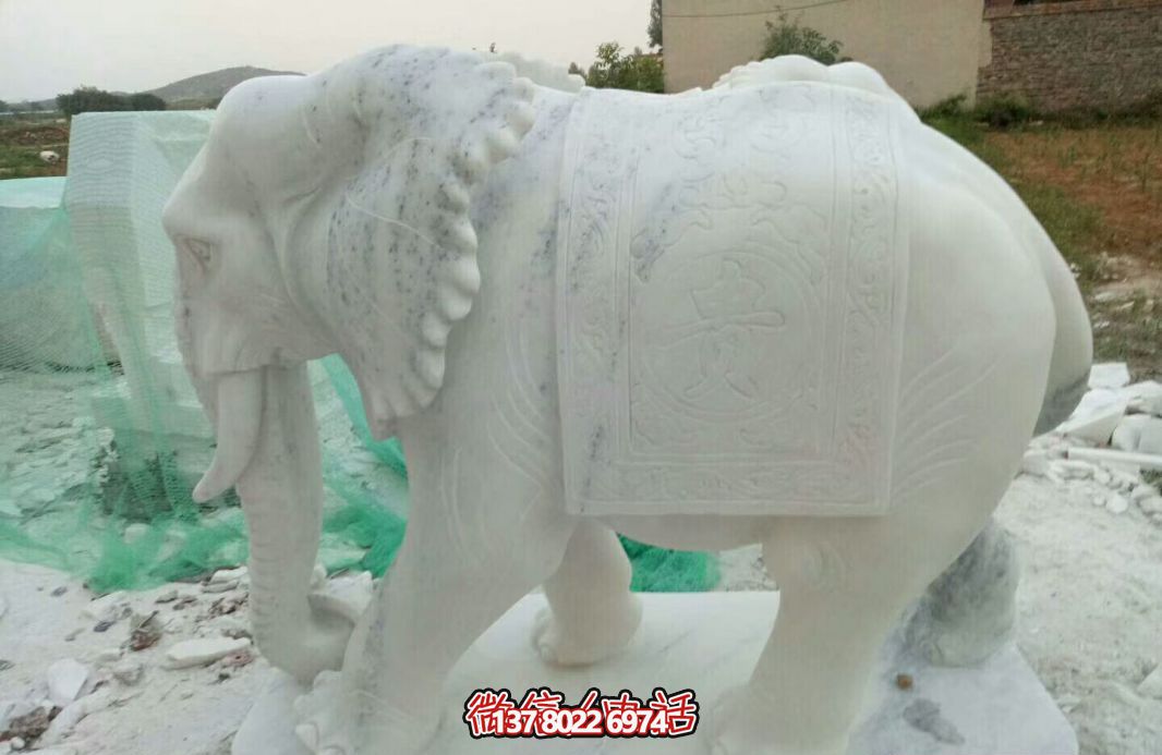 經(jīng)典漢白玉大象雕塑，戶(hù)外空間創(chuàng)意裝飾