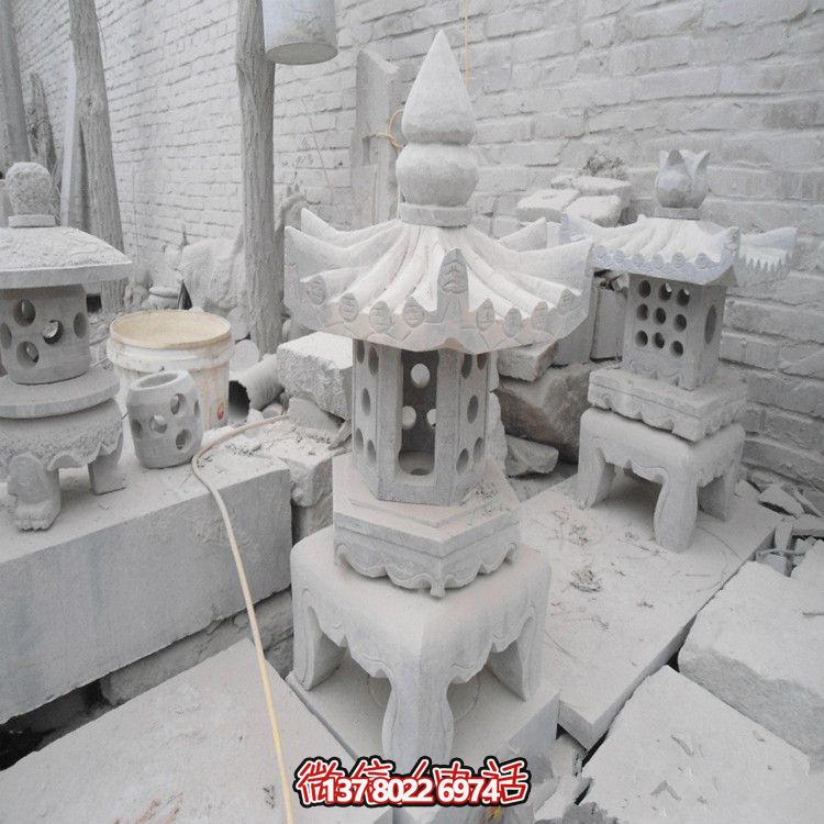 精美石燈鏤空大理石裝飾擺件，點(diǎn)亮你的漢白玉庭院