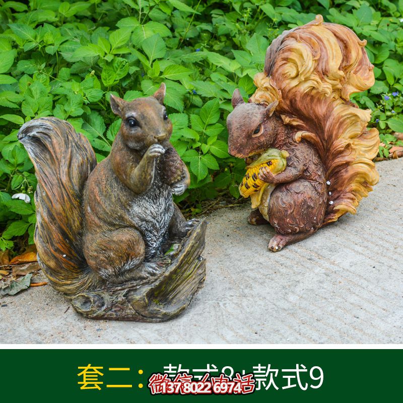 景區(qū)松鼠雕塑，玻璃鋼玻璃玉米抱松子