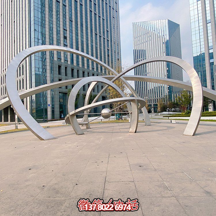 不銹鋼雕塑梅花鹿，現代幾何園林景觀裝飾