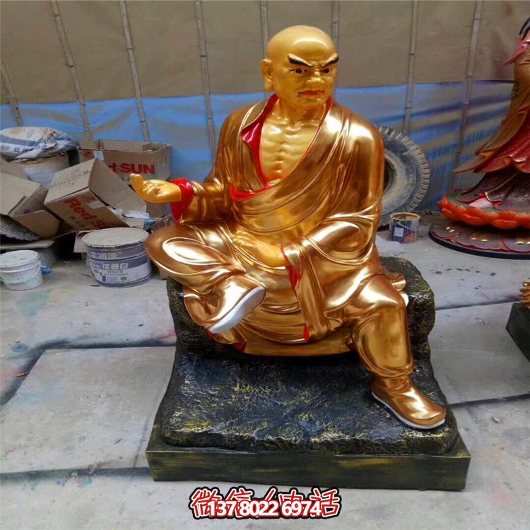 噴金烤漆菩薩雕塑，擁有古老神秘的十八羅漢美學(xué)