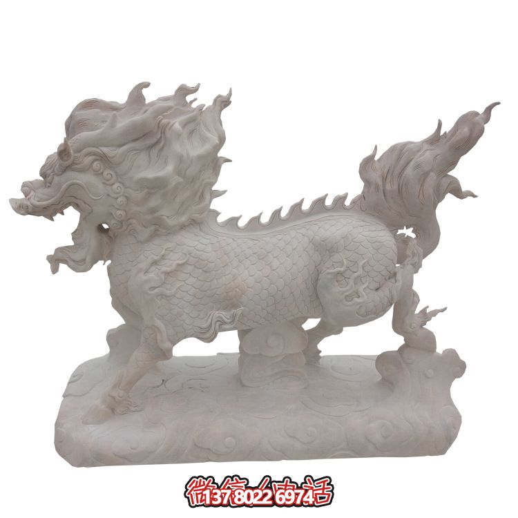 傳承漢白玉石雕麒麟雕塑，美化景區(qū)戶外環(huán)境