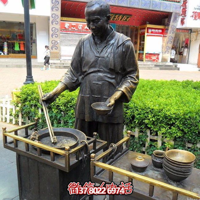 仿銅人物玻璃鋼小吃，給你無與倫比的景區(qū)體驗