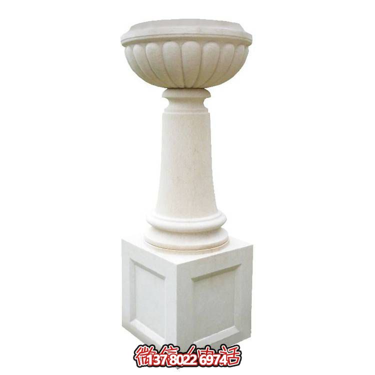 白砂巖石雕花盆，精美偶見(jiàn)