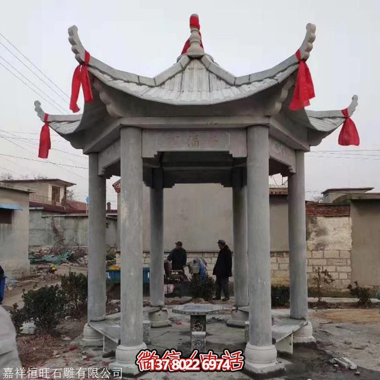 仿古石雕亭子，增添學(xué)校公園獨(dú)特韻味