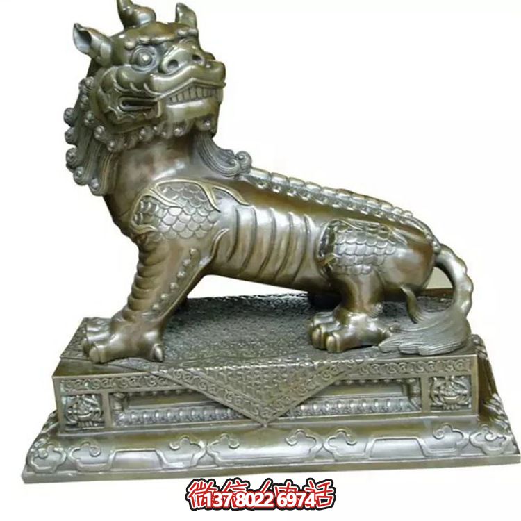 小型不銹鋼神麒麟雕塑，裝點庭院
