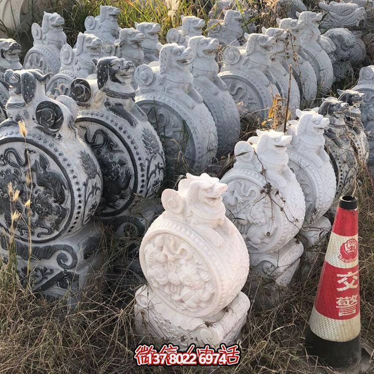 仿古青石獅子抱鼓石擺件，鎮(zhèn)宅庭院門口裝飾