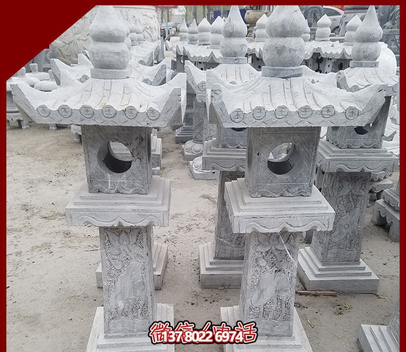 仿古石雕燈籠，裝飾戶外寺廟
