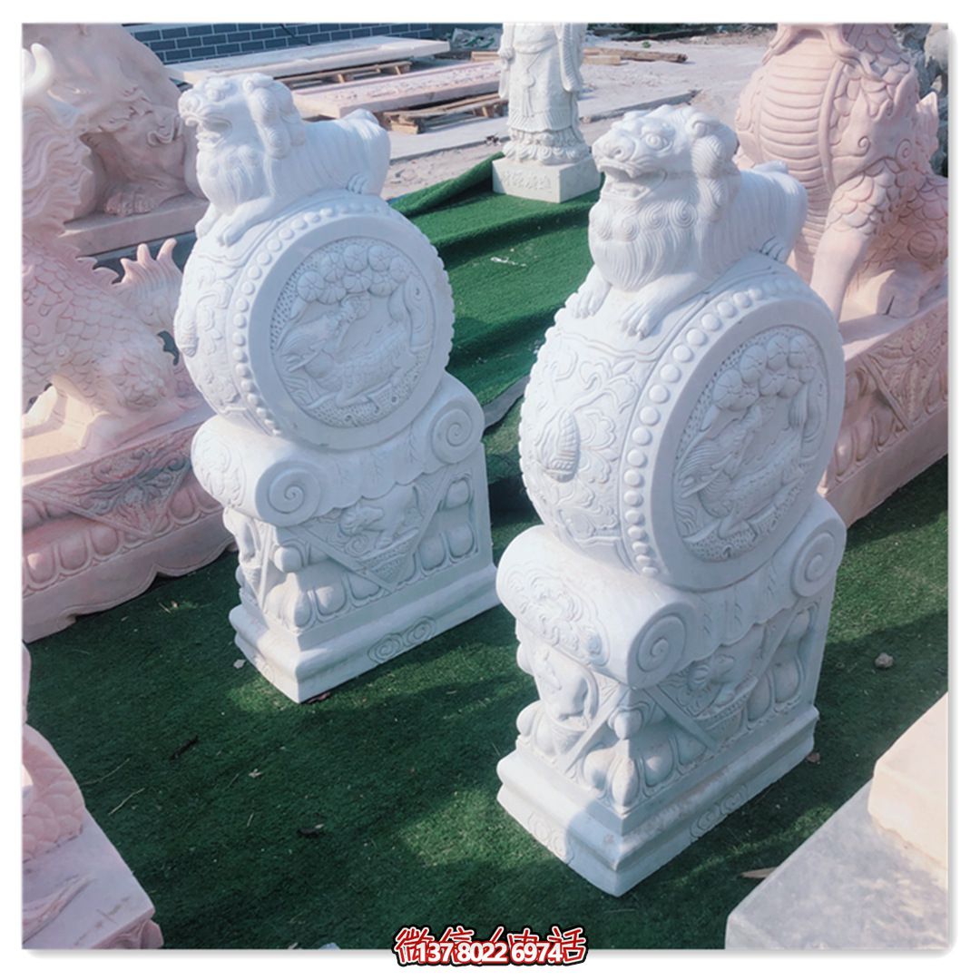 精美石雕獅子雕塑，裝點精致庭院