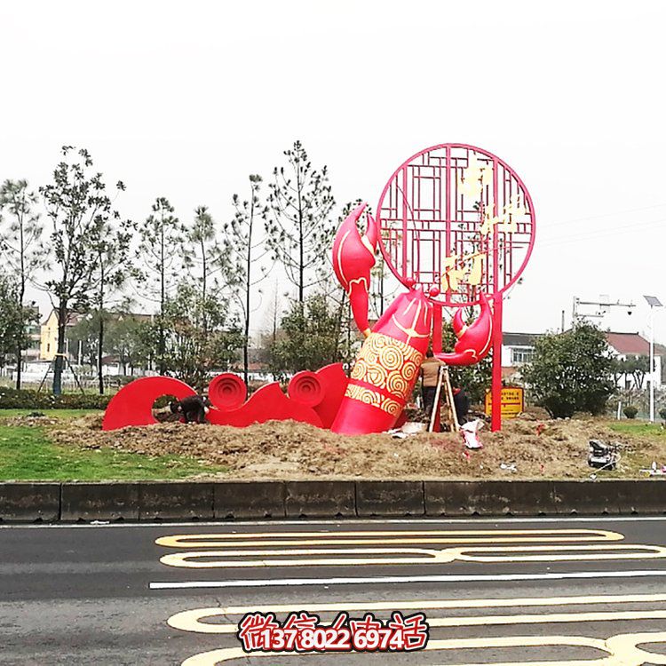 大型玻璃鋼龍蝦模型雕塑，裝飾城市街道邊