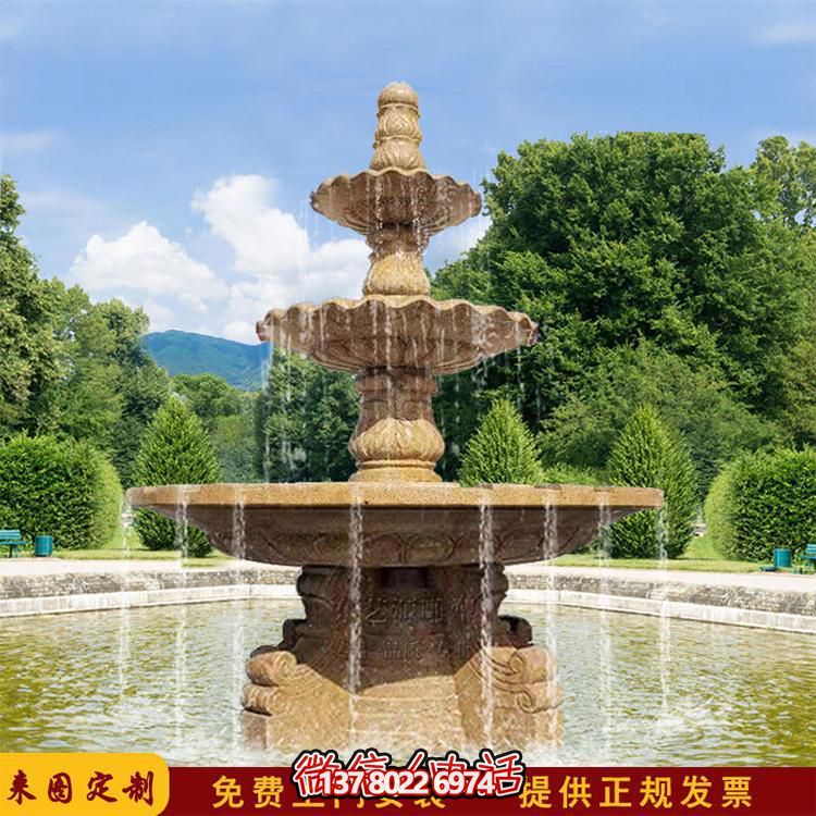 流水紅晚霞，石雕戶外景區(qū)擺件