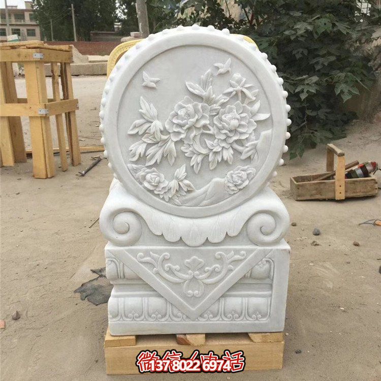 經(jīng)典石雕藝術(shù)，漢白玉石雕大理石門口門墩鎮(zhèn)宅鼓抱雕塑戶外裝飾