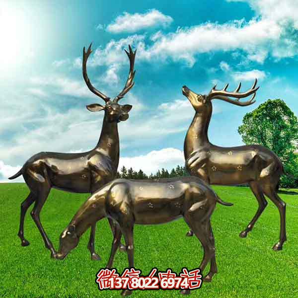 仿銅梅花鹿雕塑，裝點玻璃鋼園林