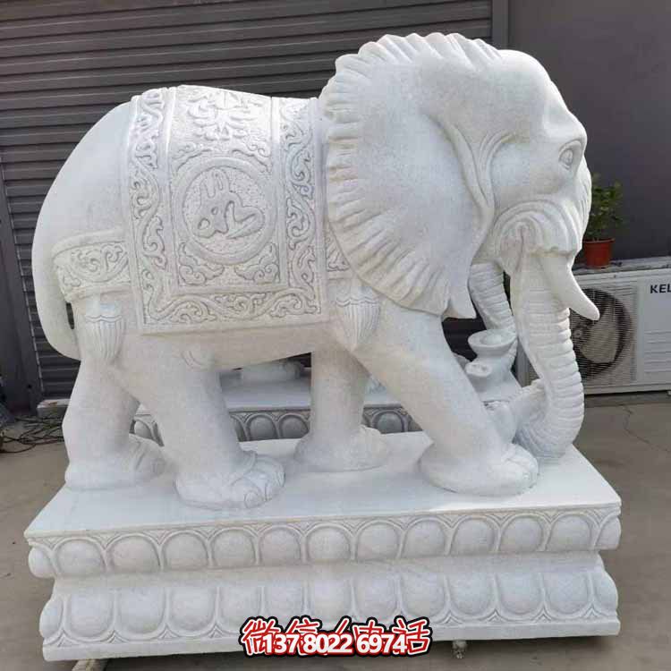 漢白玉雕塑藝術(shù)，景觀裝置招財(cái)大象